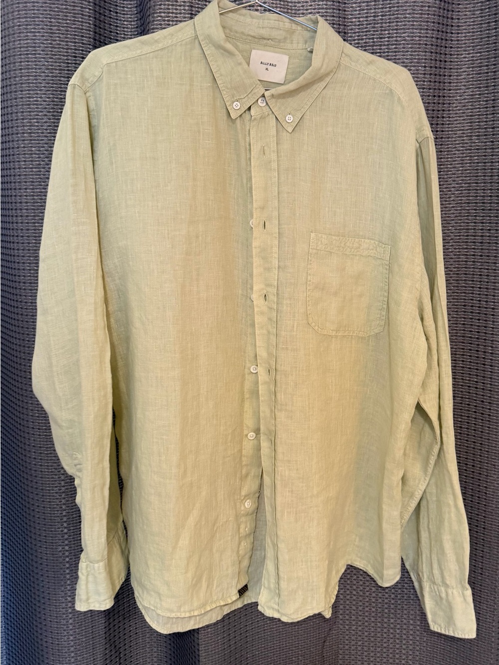 Billy Reid Button-Down Linen Shirt - Light Sage Green